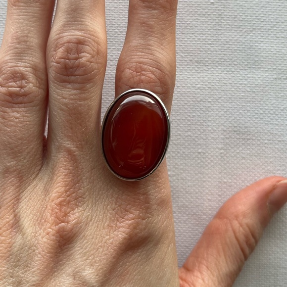 Red Agate Adjustable Ring - Picture 2 of 4
